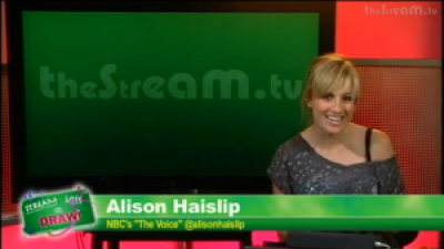 Alison Haislip from NBC’s The Voice explains what a “V correspondent” does on Stream, Lose, or Draw Photo