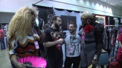 Hey Qween! at DragCon: Designer Russell aka “Chakra” shows us some of his fabulous designs Photo